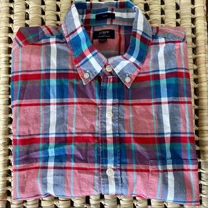 J. Crew Summer Plaid Slim Button Up Shirt Size L